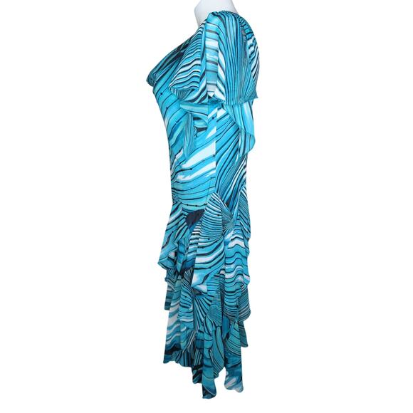 Vintage Y2K Chiffon Beaded Cowl Neck Dress Asymmetric Hem 14 Fairy Grunge Witchy - Picture 2 of 8